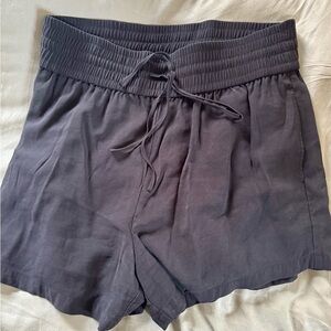 High Waist Black Drawstring Shorts